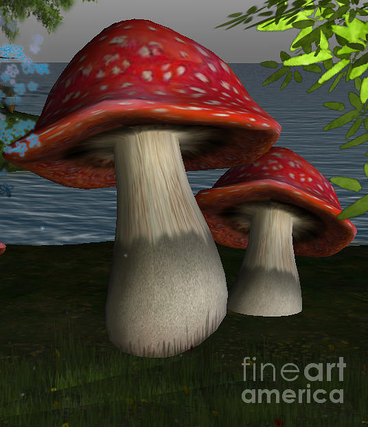 Giant mushrooms Digital Art by Susanne Baumann