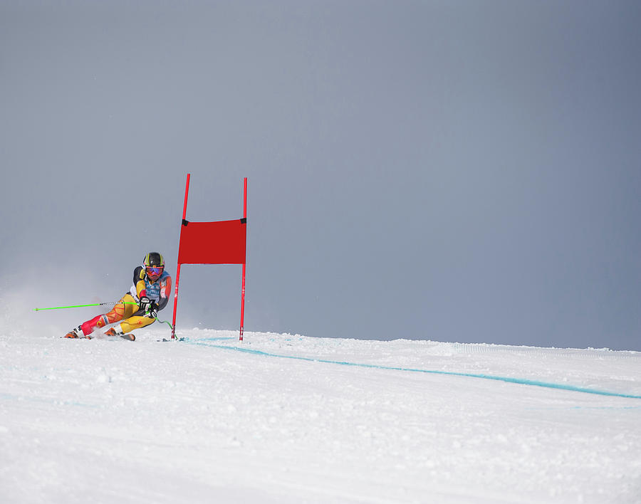 Giant Slalom Skier Rounds Gate At High Photograph by Ascent Xmedia