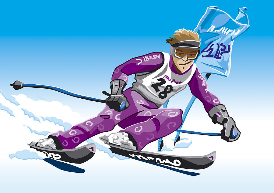 Sports Digital Art - Giant Slalom Skier Winter Sport by Frank Ramspott