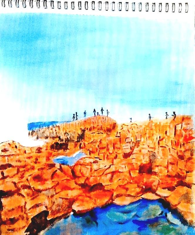 Giants Causeway Painting by Audrey Pollitt