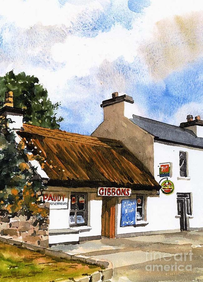 Gibbons Thatched Pub  Mayo Painting by Val Byrne