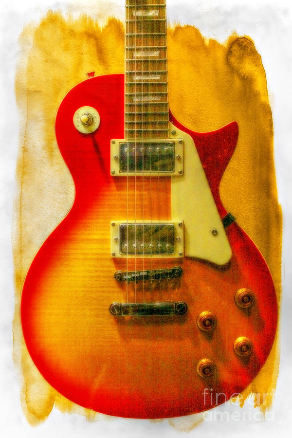 Gibson Les Paul Sunburst Guitar Digital Art by Randy Steele