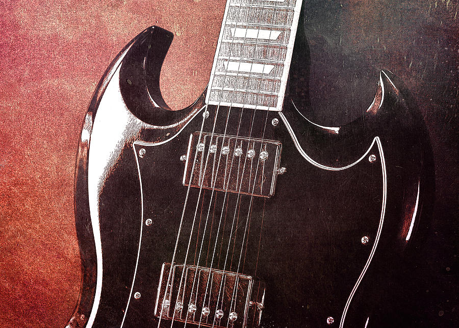 Music Photograph - Gibson SG Standard Red Grunge by John Cardamone