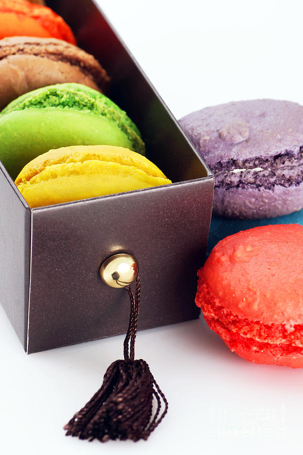 Cake Photograph - Gift box of macaroons by Sylvie Bouchard