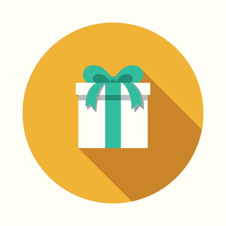 Gift Flat Design Party Icon with Side Shadow Drawing by Bortonia