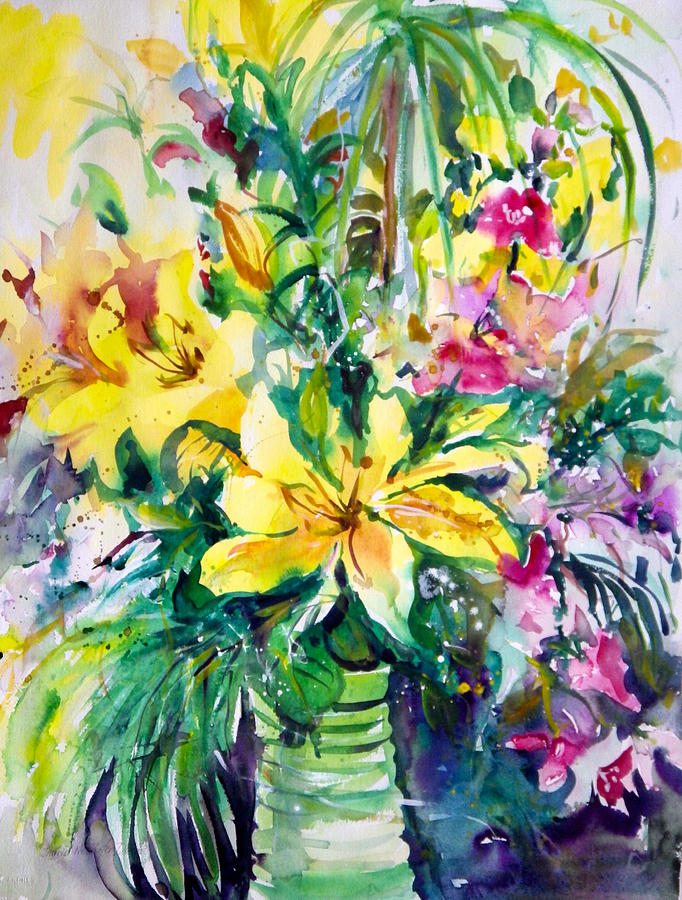 Gift of Flowers Painting by Ingrid Dohm
