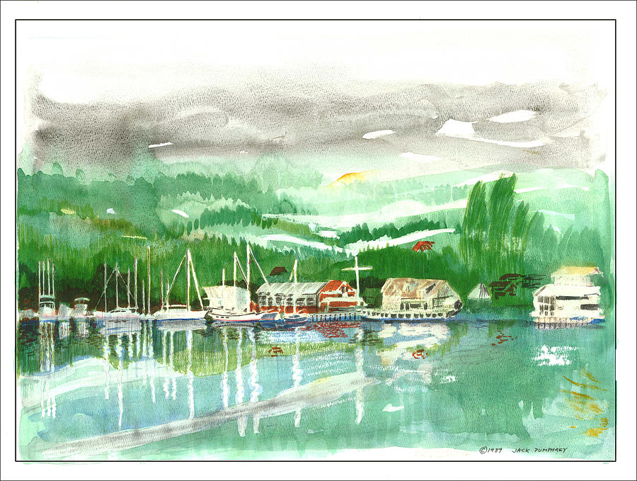 Washington State Painting -  Gig Harbor waterfront by Jack Pumphrey