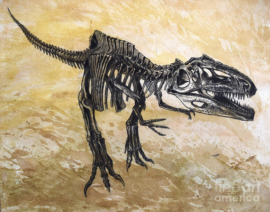 Giganotosaurus Dinosaur Skeleton Digital Art by Harm Plat