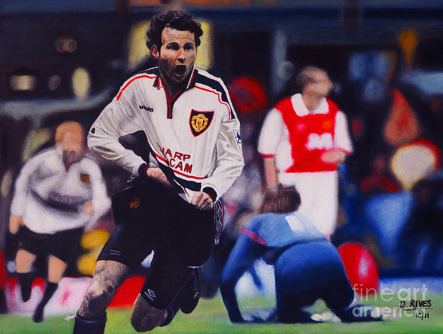 Football Painting - Giggs goal v Arsenal Oil on Canvas by David Rives