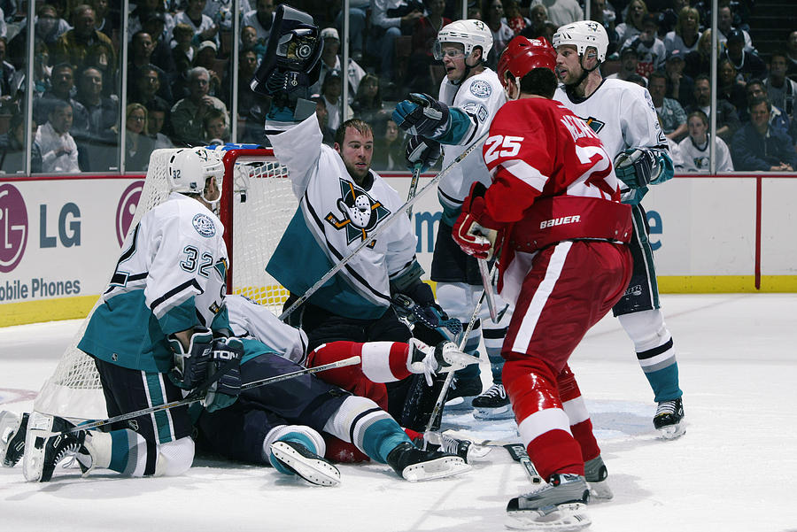 Giguere shows the puck Photograph by Jeff Gross Giguere shows the puck Photograph by Jeff Gross