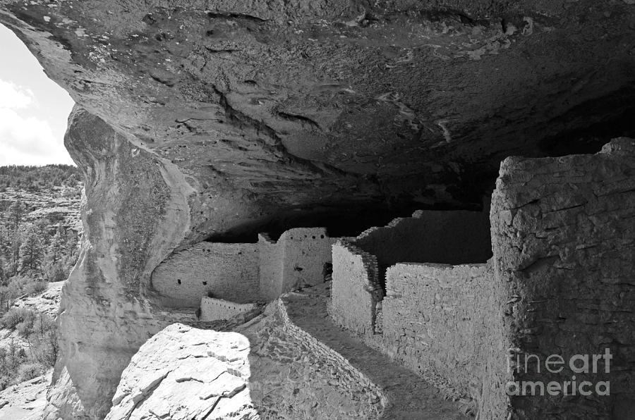 National Parks Photograph - Gila Cliff Dwellings National Monument Structures in New Mexico USA Black and White by Shawn OBrien