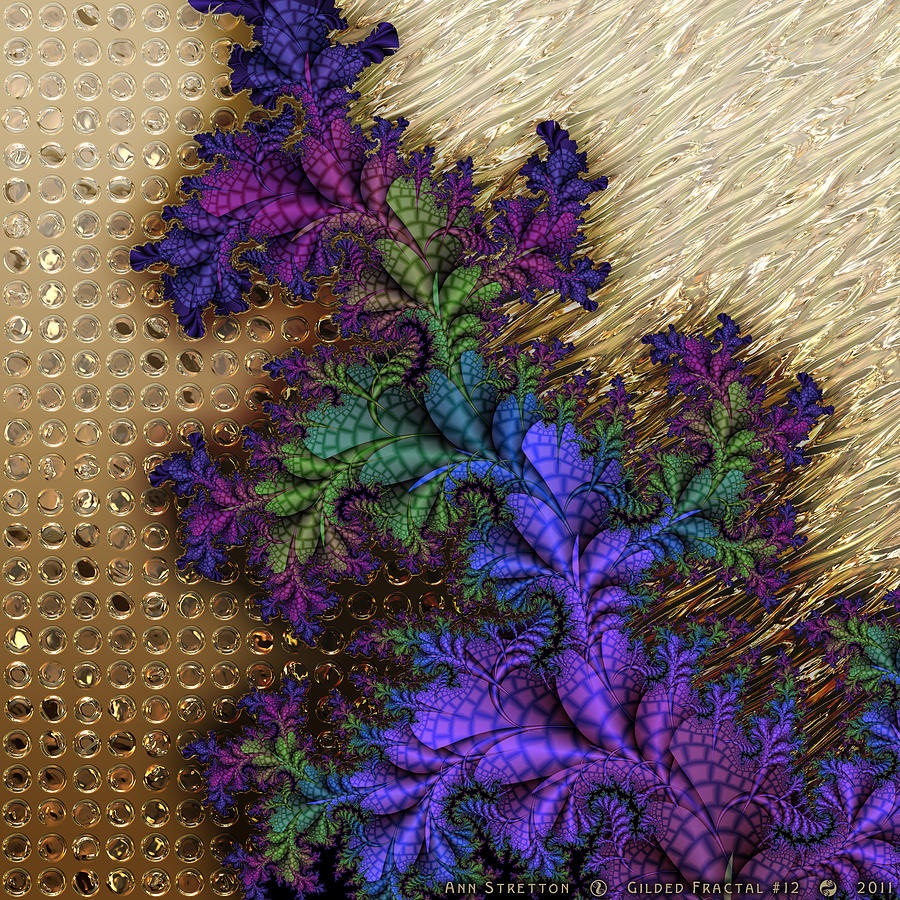 Gilded Fractal 12  Digital Art by Ann Stretton