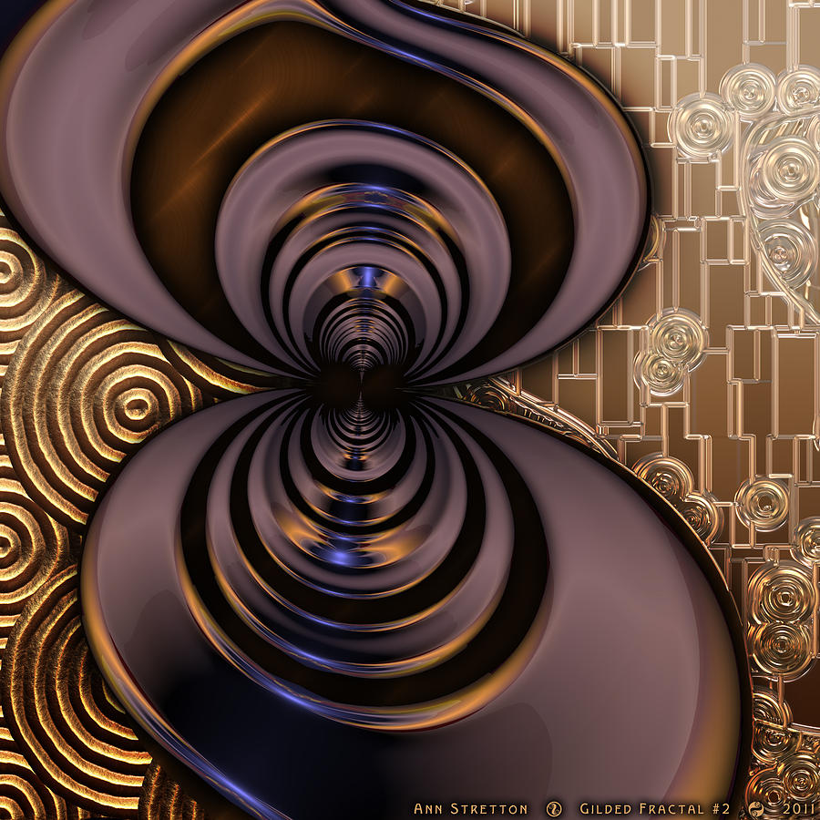 Gilded Fractal 2 Digital Art by Ann Stretton