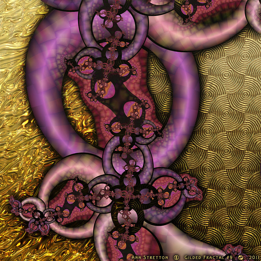 Gilded Fractal 9  Digital Art by Ann Stretton