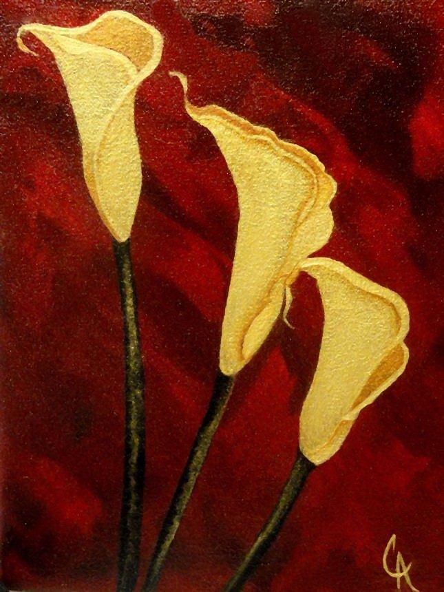 Gilded Lilies Painting by Carol Avants