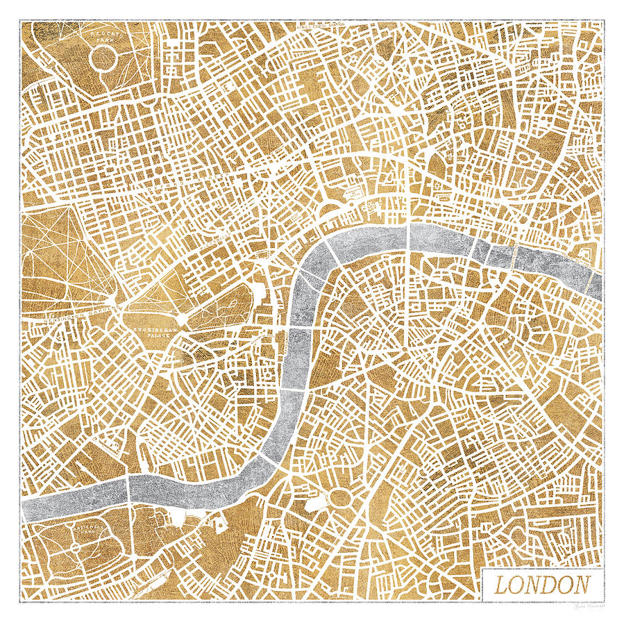 Gilded London Map Painting by Laura Marshall - Fine Art America