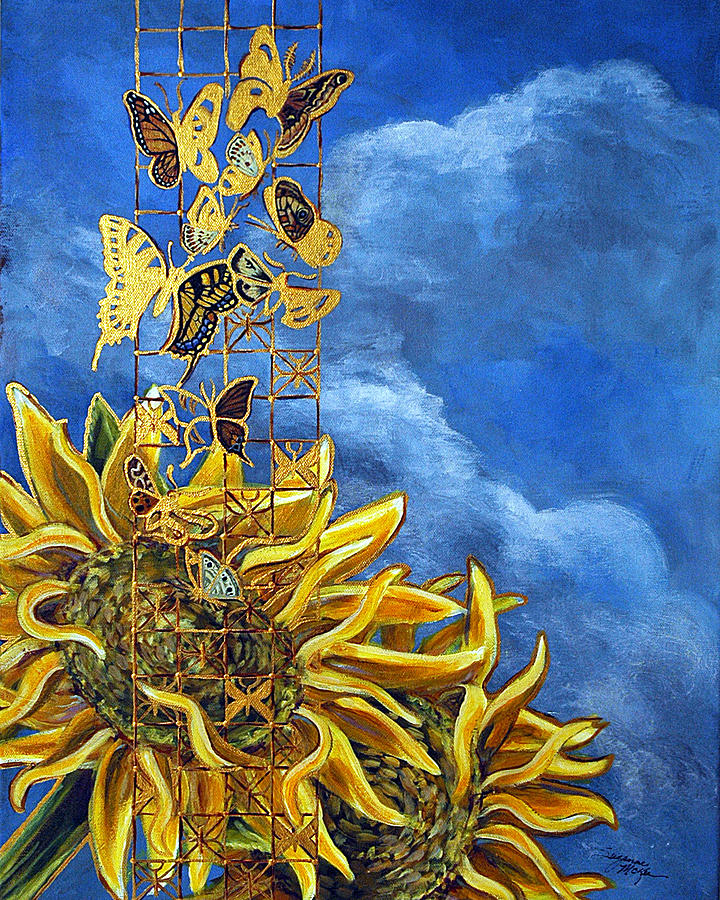 Gilded Wings and Petals Painting by Suzanne McKee