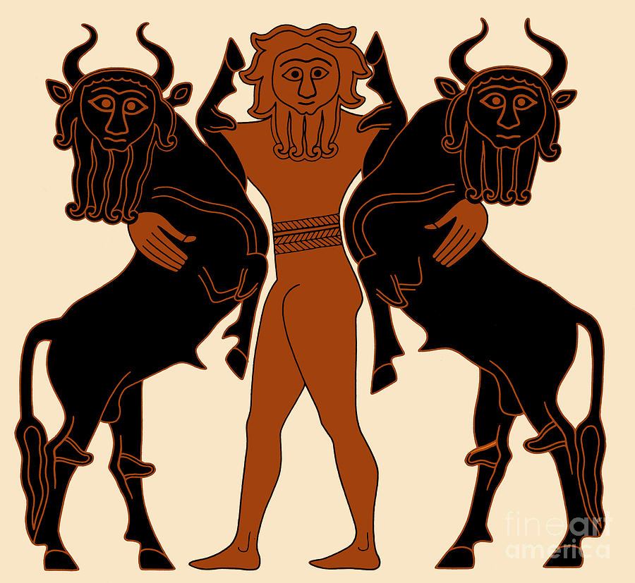 Gilgamesh Subduing Two Bulls Photograph by Science Source