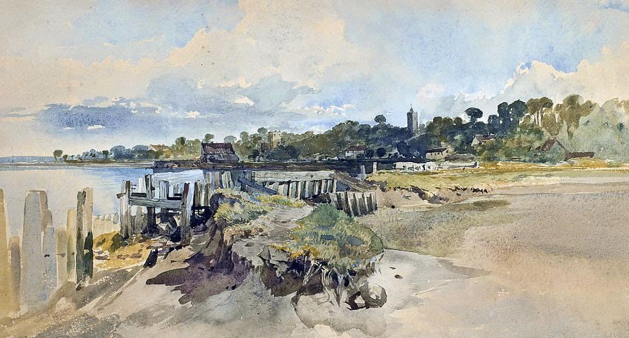 Gillingham Kent from the Medway Painting by William James Muller