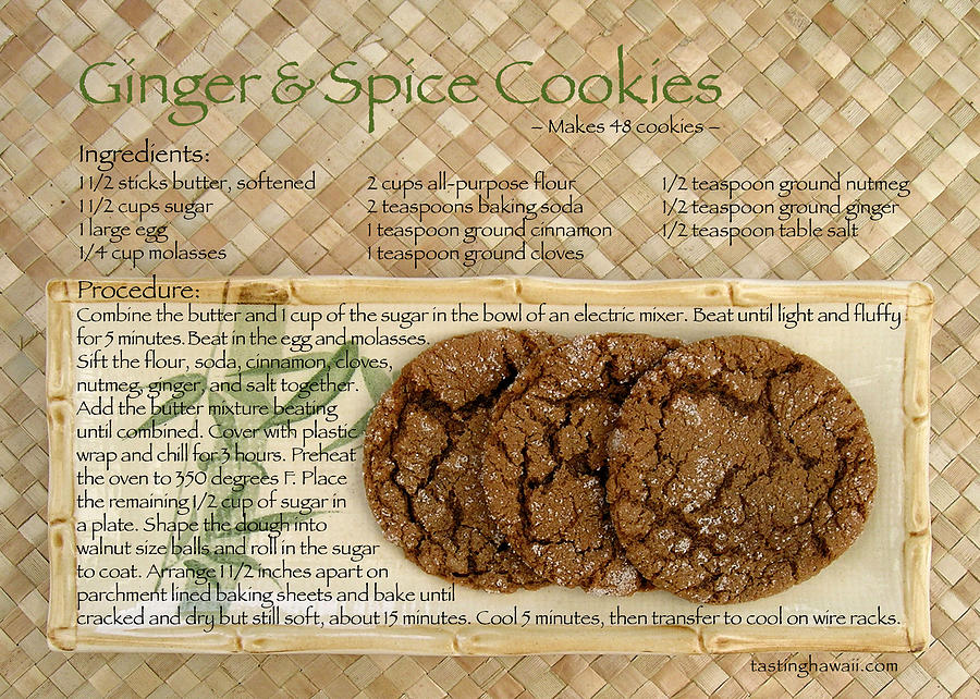 Cookie Recipe Photograph - Ginger and Spice Cookies by James Temple