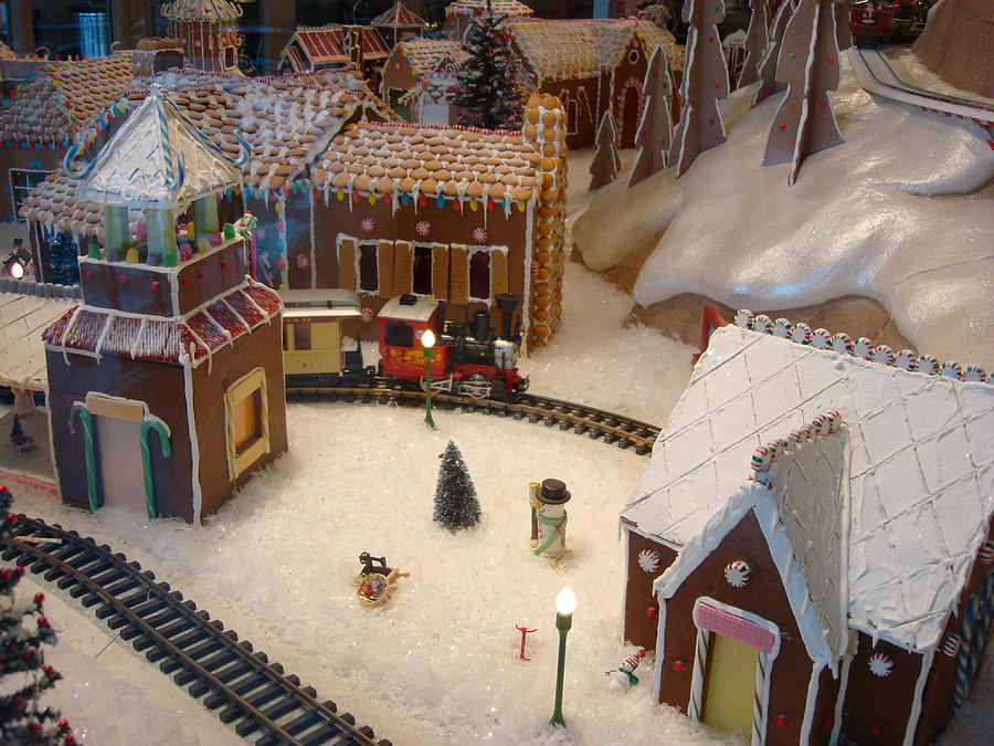 Gingerbread House Miniature Train Photograph by Ellen Tully