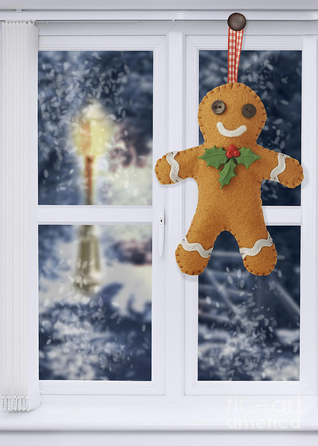 Winter Photograph - Gingerbread Man Decoration by Amanda Elwell