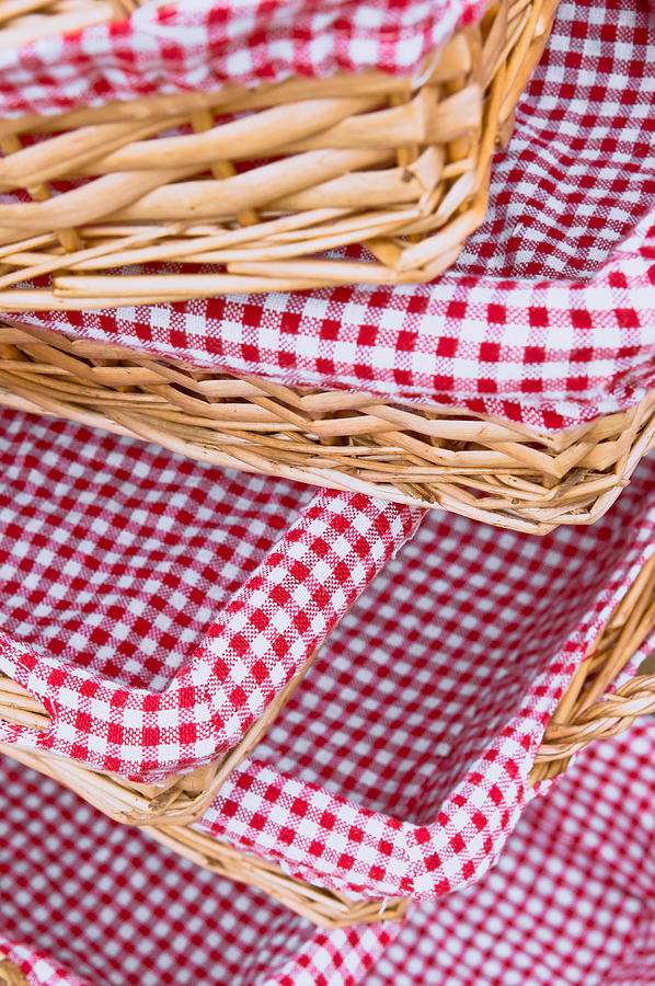 Vintage Photograph - Gingham baskets by Tom Gowanlock