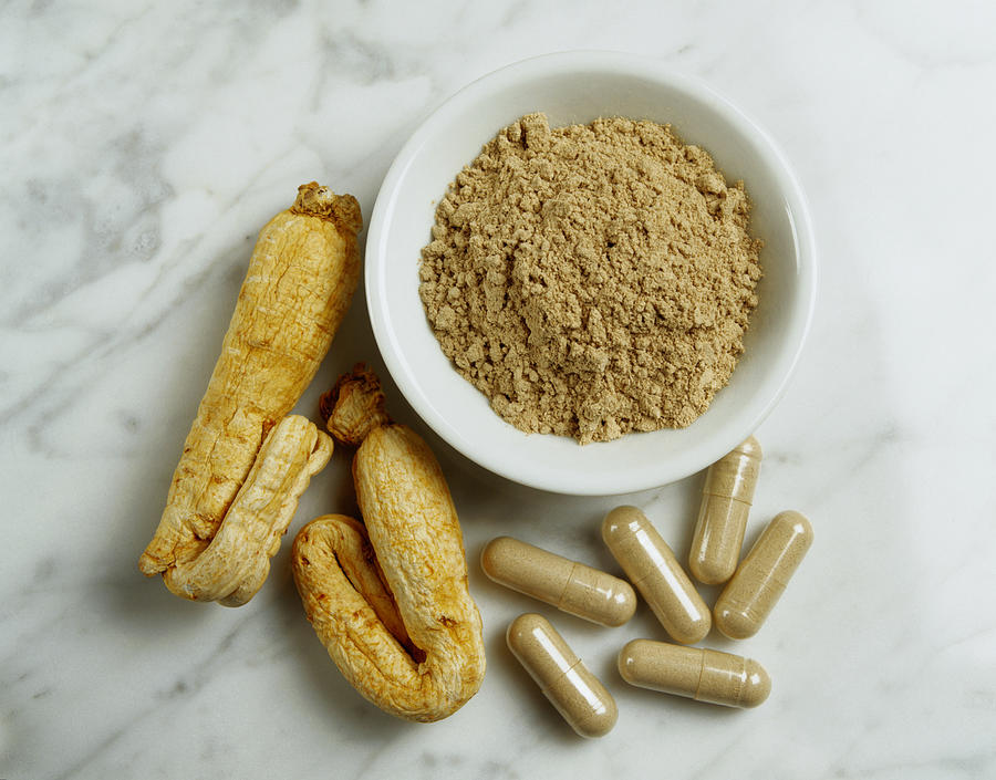 Ginseng Root, Powder and Capsules Photograph by Mitch Hrdlicka