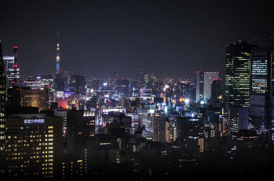 Ginza Skyline With Tokyo Sky Tree Photograph by Image Courtesy Trevor Dobson