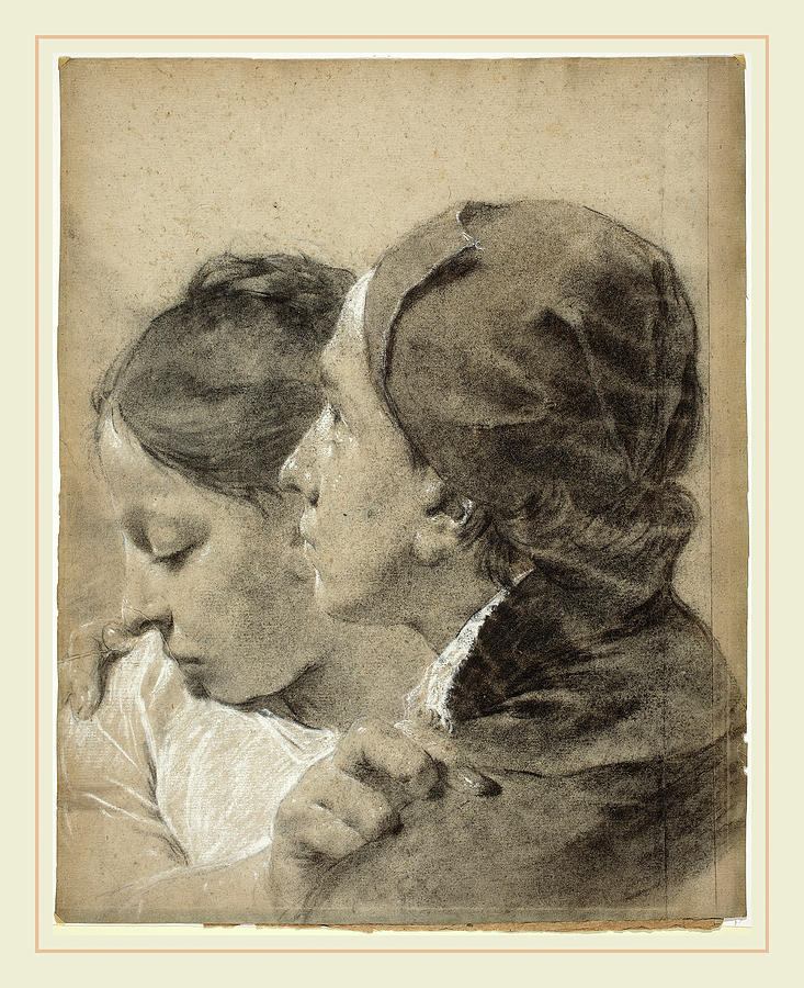 Giovanni Battista Piazzetta Drawing - Giovanni Battista Piazzetta, A Young Man Embracing A Girl by Litz Collection