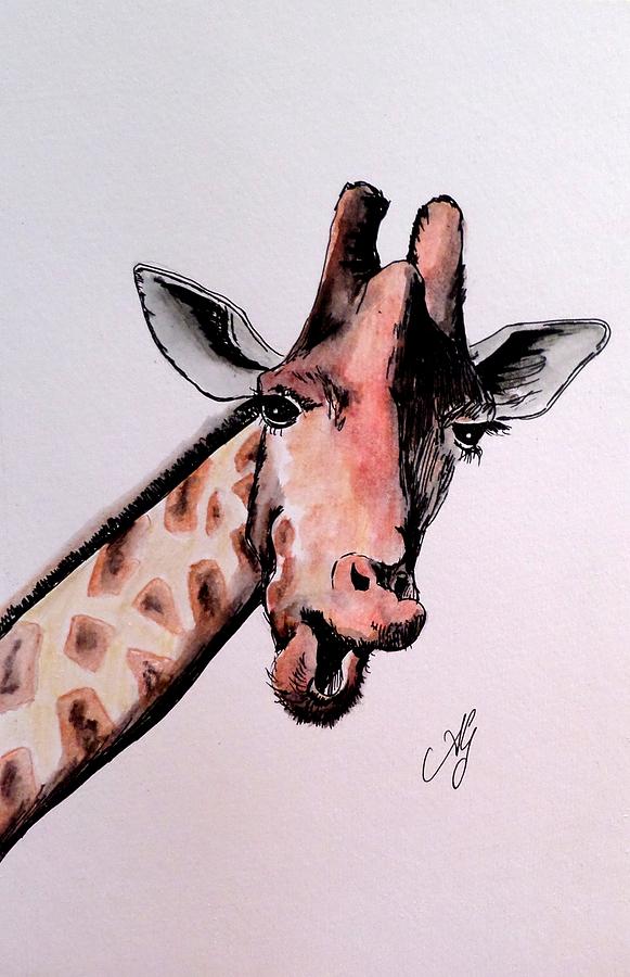 Giraffe Painting by Anne Gardner