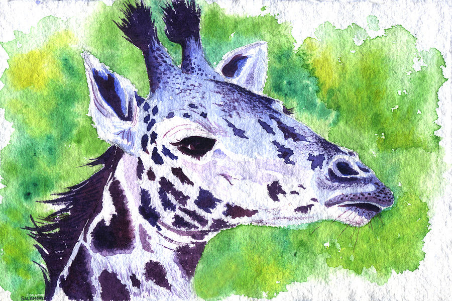 Giraffe Painting by Brenda Salamone