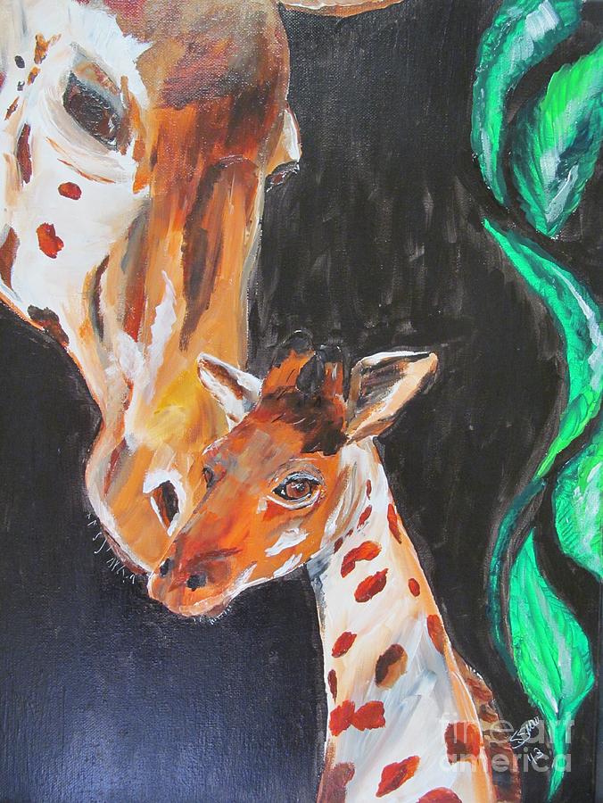 Giraffe family Painting by Susan Voidets