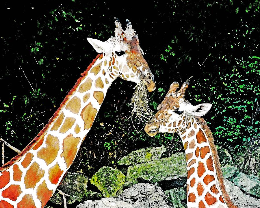 Giraffe Fine Dining Digital Art by Lizi Beard-Ward