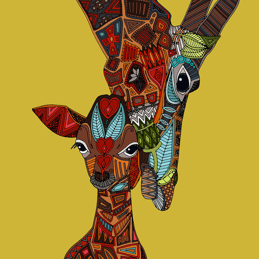 Nature Drawing - Giraffe Love Ochre by MGL Meiklejohn Graphics Licensing