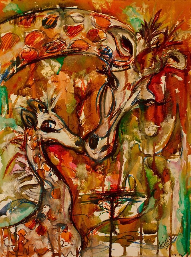 Giraffe Painting by Rina Bhabra