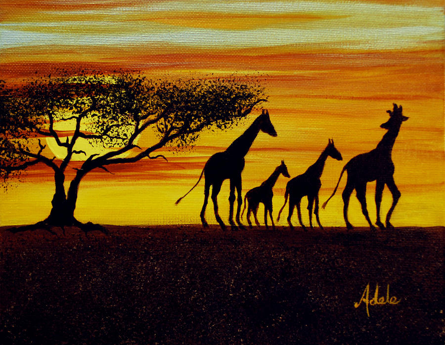 Animal Painting - Giraffe Silhouette  by Adele Moscaritolo