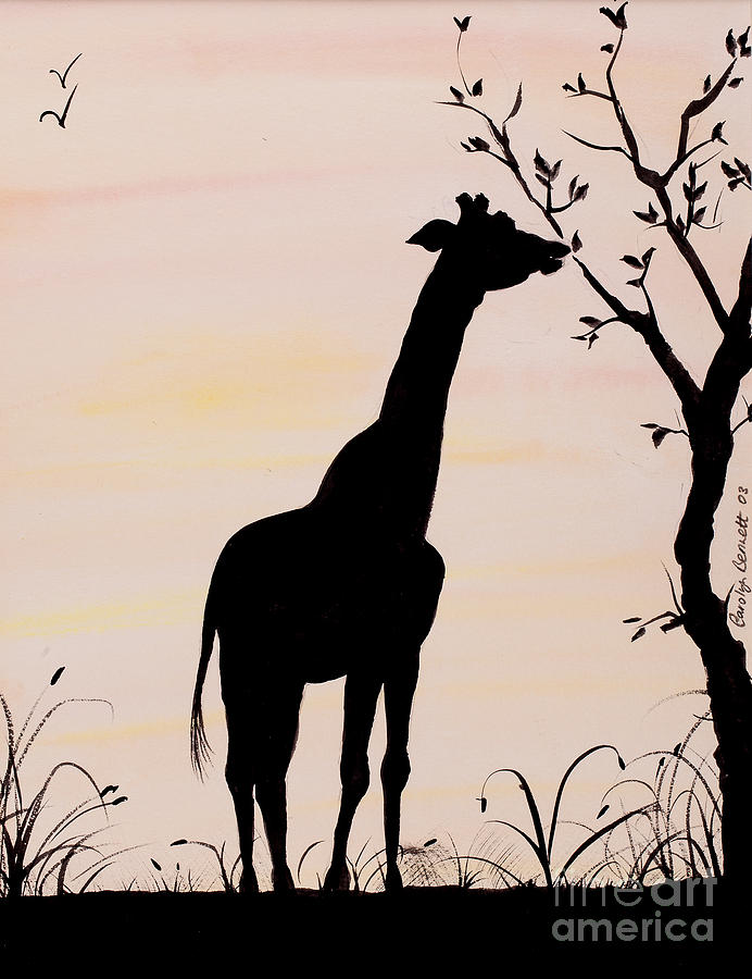 Giraffe silhouette painting by Carolyn Bennett Painting by Simon Bratt Photography LRPS