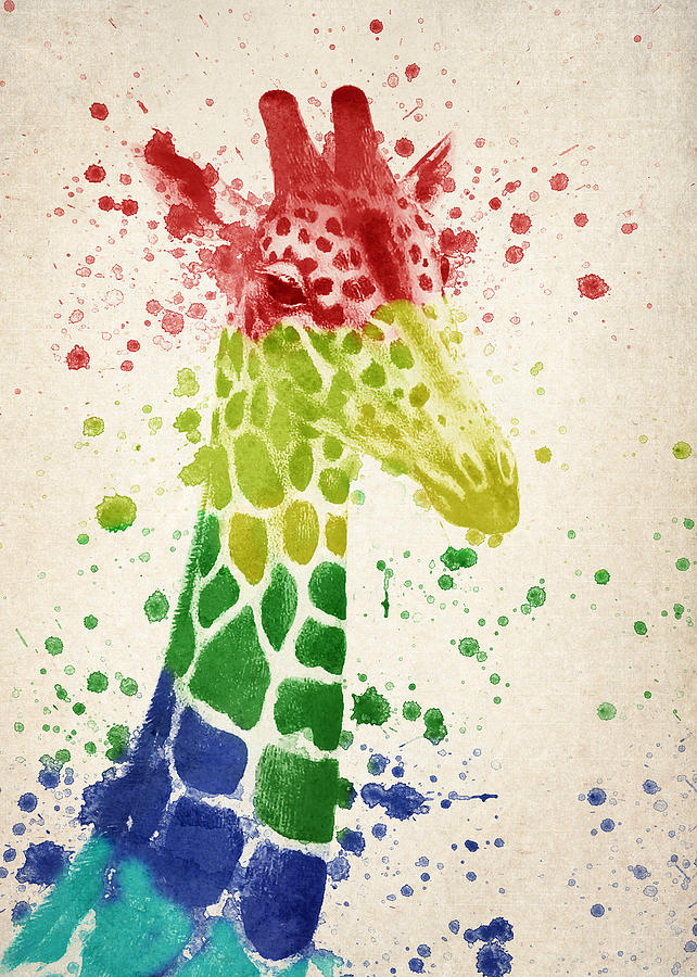Giraffe Digital Art - Giraffe Splash by Aged Pixel