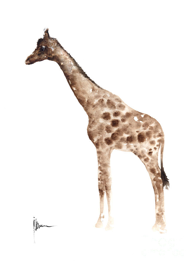Animal Painting - Giraffe watercolor art print painting African Animals poster by Joanna Szmerdt