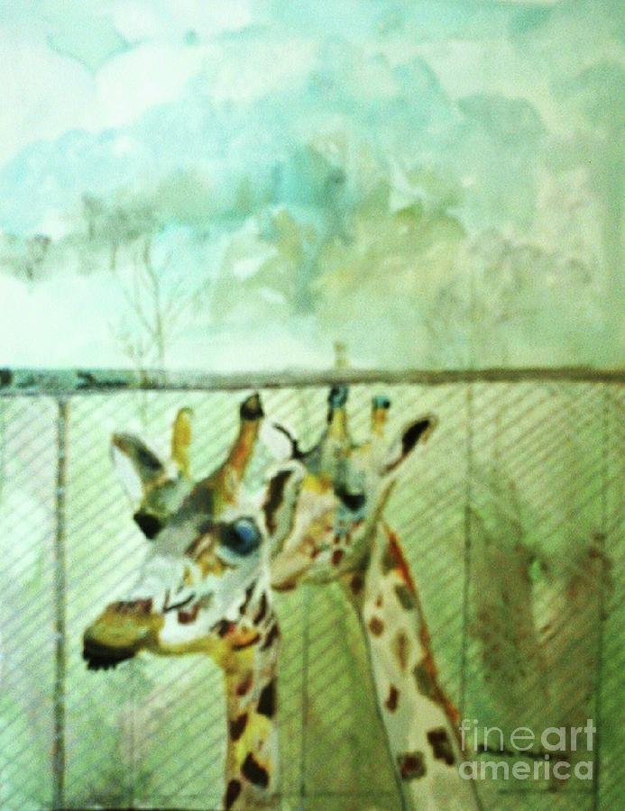 Giraffe World Painting by Paula Maybery
