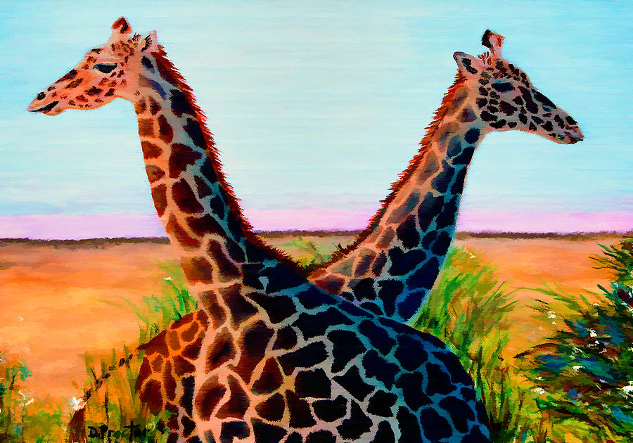 Giraffes Painting by Donna Proctor