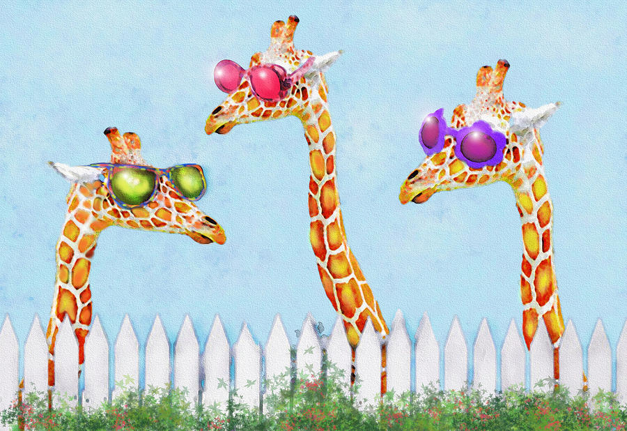 Giraffe Digital Art - Giraffes In Sunglasses by Jane Schnetlage