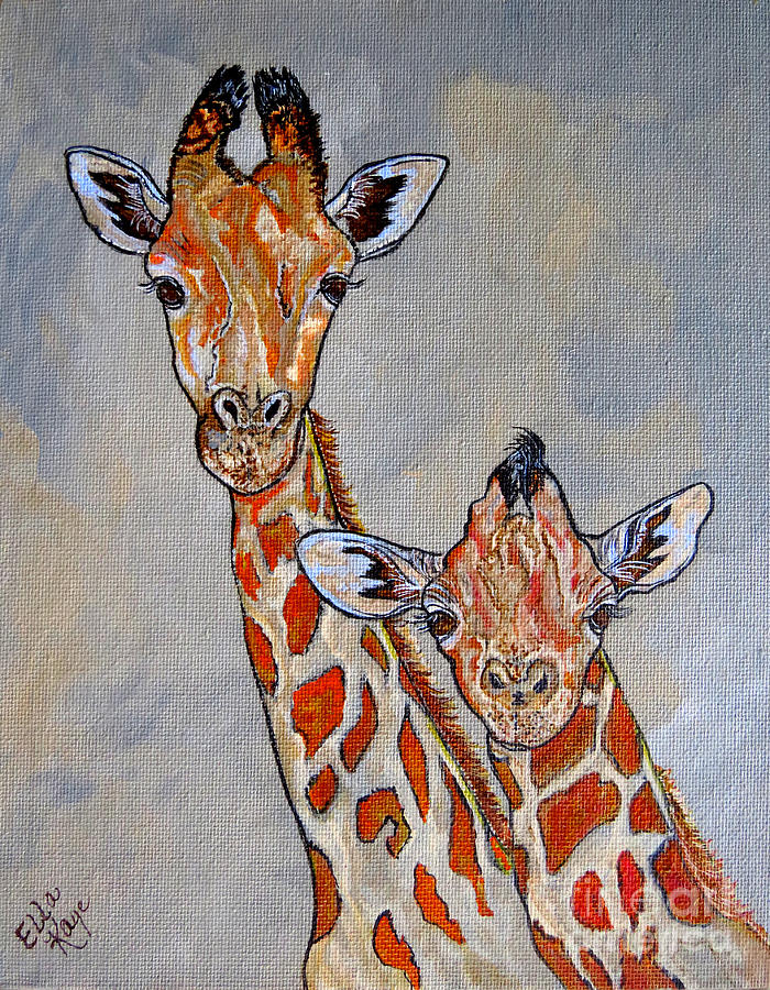 Nature Painting - Giraffes - Standing Side by Side by Ella Kaye Dickey