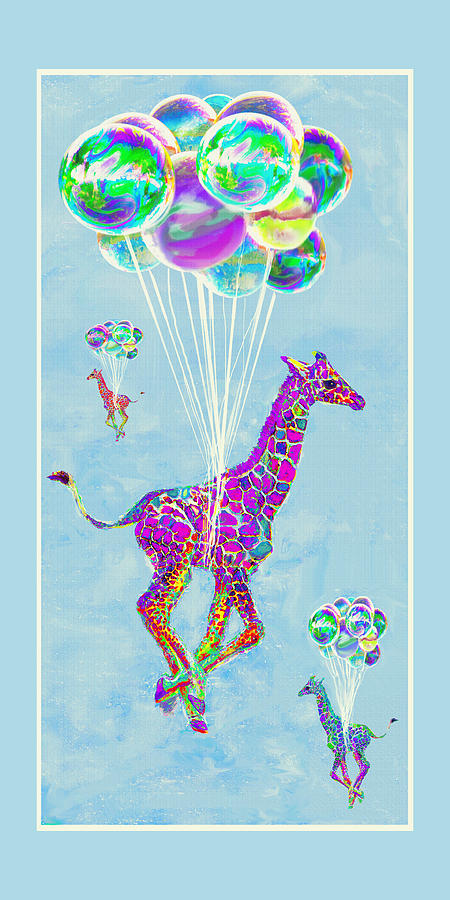 Giraffes With Balloons Digital Art by Jane Schnetlage