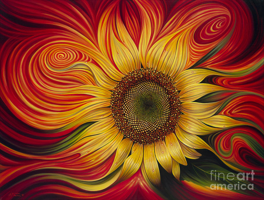Sunflower Painting - Girasol Dinamico by Ricardo Chavez-Mendez