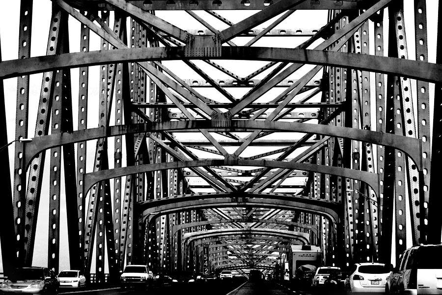 Girders Over the Mississippi in Black and White Photograph by Nadalyn Larsen