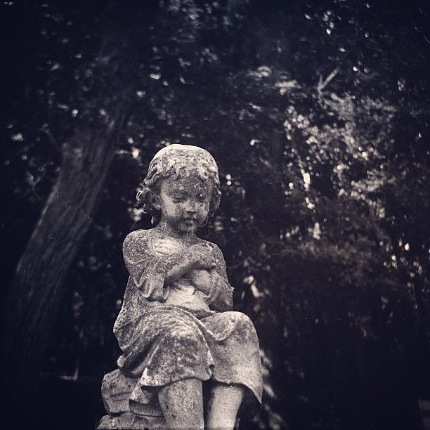 Vintage Photograph - Girl - Woodlawn Cemetery, October 2011 by Zeke Rice