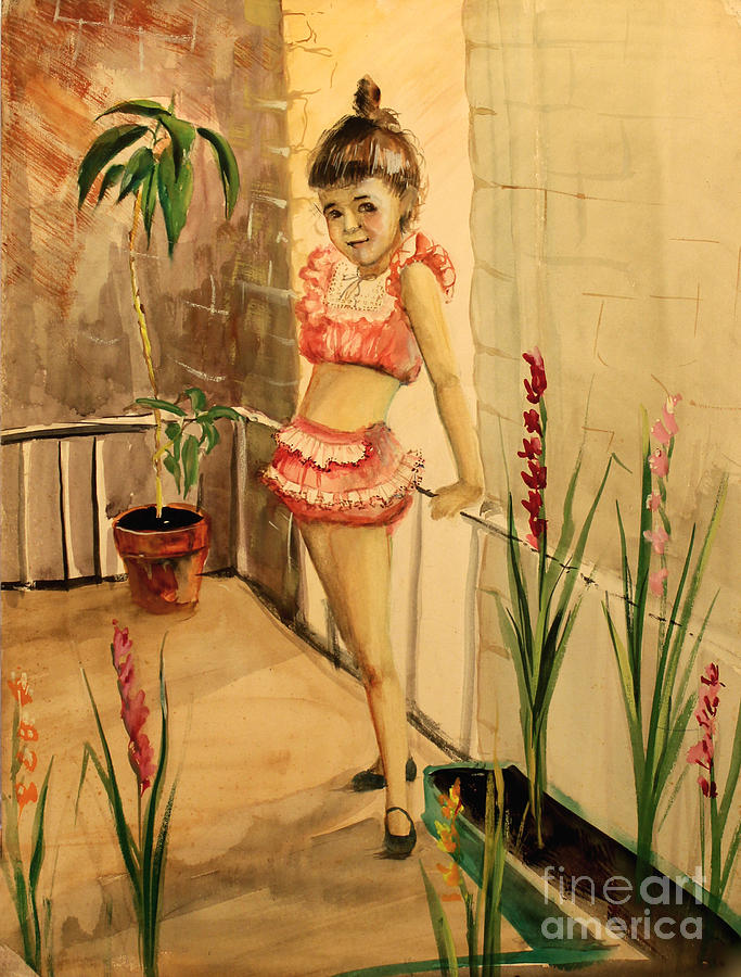 Girl and Gadiolus Painting by Art By Tolpo Collection