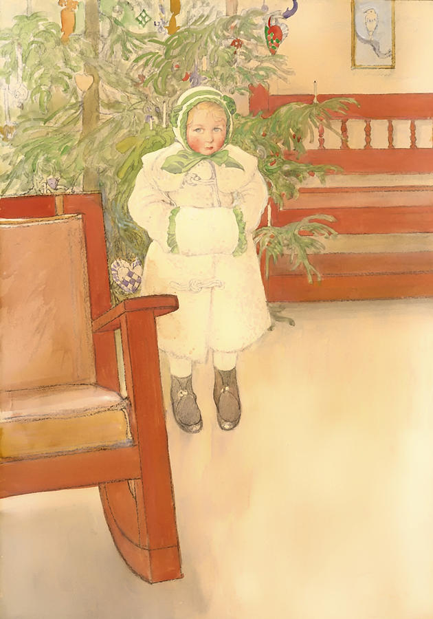 Vintage Painting - Girl and Rocking Chair by Mountain Dreams
